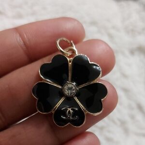 CHANEL Black Enamel Flower Bag Charm